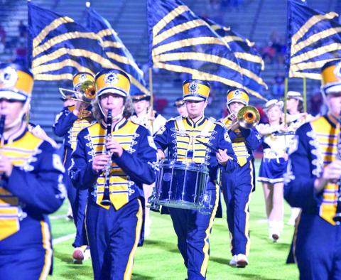 The Vidor High School Mighty Pirate Marching Band competed in the Region X Marching Contest held Saturday at Port Neches Groves High School along with 28 other local high school bands. Following their performance judges awarded Vidor a 1 rating with the band now advancing to state competition.