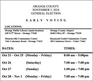 Early voting begins Monday through November 1
