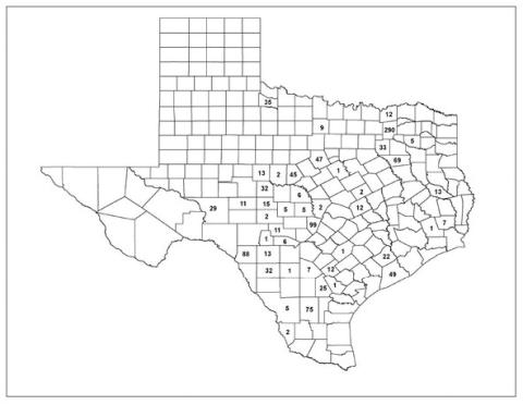 The number for each county represents the number of deer received in the county from a CWD-positive deer breeding facility since 2018.