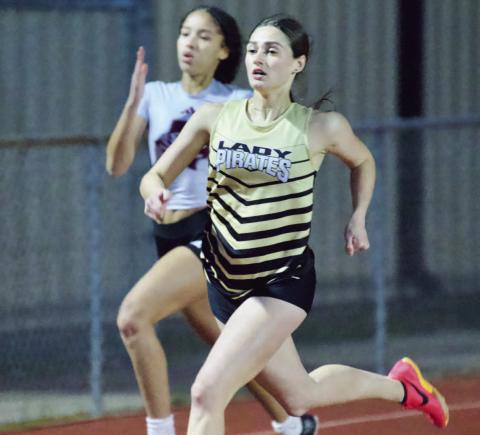 Gianna Roche took first place in the Girls 400 meter race at the Vidor meet last week with a time of 1:04.7.