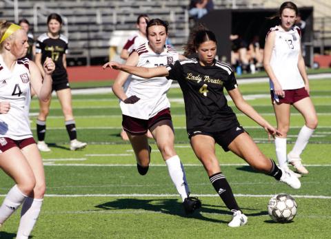 Goal! Kenya Correia scored with this kick in Tuesday’s 11-0 win over Silsbee.