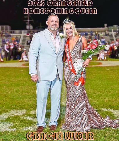 Orangefield senior Gracie Luker was named Orangefield High School’s 2023 Homecoming Queen Friday. Gracie is the daughter of Trice and Ashley Luker.