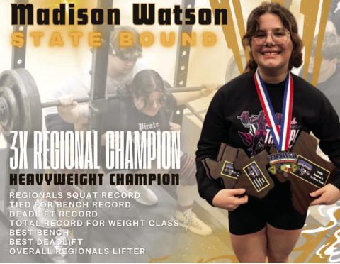 Lady Pirate Powerlifters first at Regional