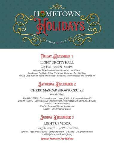 Vidor’s Hometown Holidays set for December 1-3 with more events scheduled
