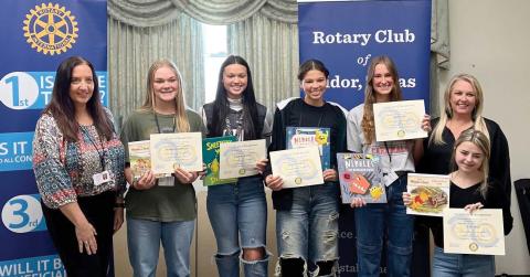 The Rotary Club of Vidor, Texas recognized the Vidor High School April students of the month at their luncheon Monday. Freshman: Kenya Correia, Sophomore: Madison Perkins, Junior: Maddison Johnson, Senior: Ella Hill, Senior: Jaden Lee. VISD Courtesy Photo