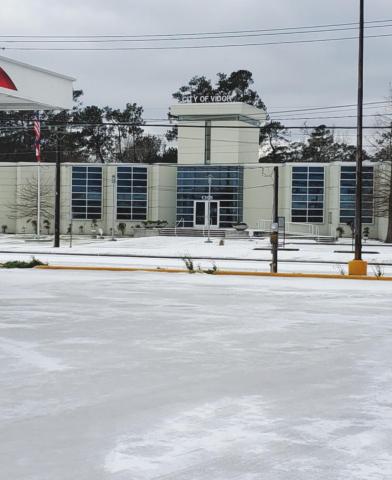 Sleet, snow and ice covered Main Street and kept almost everyone bundled up at home as schools and businesses closed due to the winter storm.