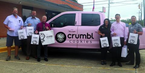 All Vidor ISD employees received a Crumbl cookie from Dr. Killgo in celebration of our B rating from Texas Education Association. Priscilla (VHS '93) and John Healy of Crumbl delivered happy pink boxes to all of the campuses today! Pictured (L to R): Dr. Billy Jordan (VISD School Board Member), David Croak, Dr. Jay Killgo, Priscilla Healy, John Healy, Dr. Travis Maines VISD Courtesy Photo