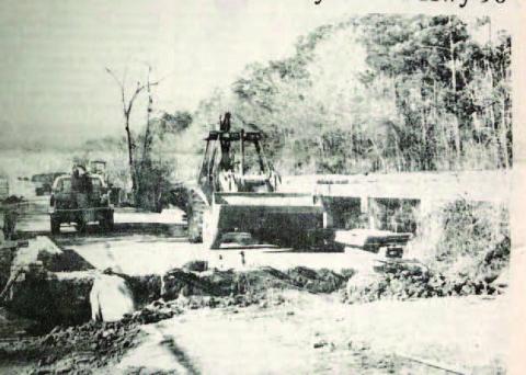 Demolition work on the Old 90 bridge has begun. A section of road on either end of the existing bridge has been excavated. Destruction of the bridge itself will take a few months to complete. When the new bridge is built, it will be slightly longer and about ten feet wider. Archive Photo