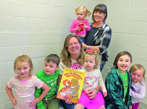 The Vidor Public Library held Itty Bitty Storytime on Tuesday, February 6, 2024. Library Clerk Sarah Screws read “How Do Dinosaurs Stay Friends?” by Jane Yolen. “Read along and laugh as little ones make friends and stay friends ... the dinosaur way!” The children painted their own dino race cars.