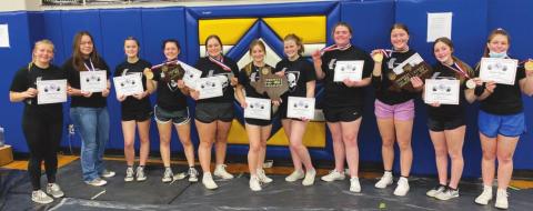 L-R Emma Hutson, Silvia Botello, Brianna Williams, Kylie Welch, Marissa Caskey, Hope Dilley, Olivia McWherter, Ellis Prudhome, Sage Grooms, Camryn Barragan, Emma Dycus