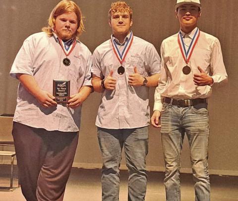 Pictured are: John Thibodeaux -1st Place, Brooklyn Freeman - 2nd Place, Jayse Luu - 3rd Place