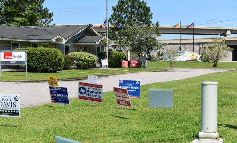 Early voting is underway in local school and municipal elections and will continue through May 3. Election Day is May 7. More than 500 ballots were cast on the first day of early voting Monday with 80 voters casting their ballot at the Raymond Gould Community Center on Claiborne St. Photo by Randall Luker