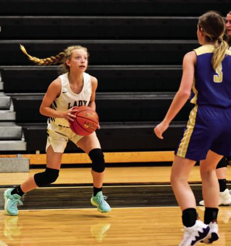 Mia Robin prepares to shoot in Tuesday’s game against Hamshire Fannett. Photo by Randall Luker