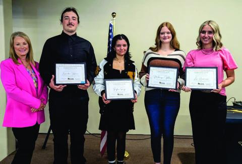 The students are Peyton Songe, Zoe Huntman, Brenden LaRocca, &amp; Makenzie Walter.