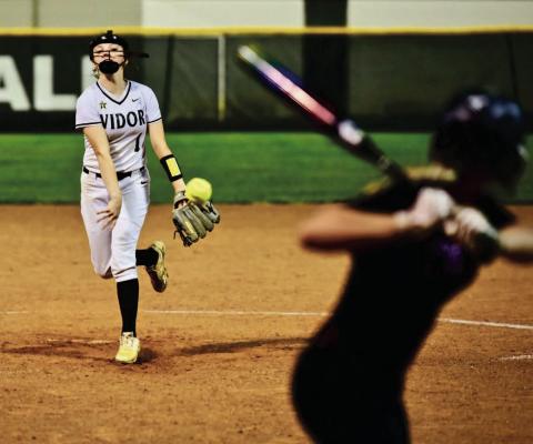 Keira McCurley went the distance on the mound for the Lady Pirates in their 14-4 home victory over the Silsbee Lady Tigers. Photo by Randall Luker