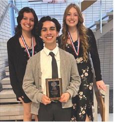 Earning individual honors at the One Act Play bi-district competition were: Best Performer Award - Grant Masters; Honorable Mention - Ashley Callahan and Outstanding Technician - Payton Songe. Courtesy Photo