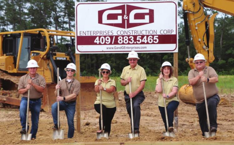 Vidor ISD school board members and Superintendent of Schools Dr. Jay Killgo break ground for the new Vidor Middle School Thursday. courtesy photo