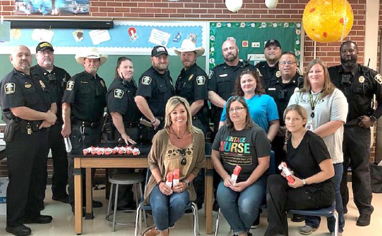 The VISD Police and Security officers with school nurses, training to use Epi Pens and receiving tourniquets. Courtesy Photos