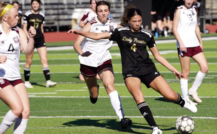 Goal! Kenya Correia scored with this kick in Tuesday’s 11-0 win over Silsbee.