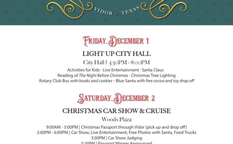 Vidor’s Hometown Holidays set for December 1-3 with more events scheduled