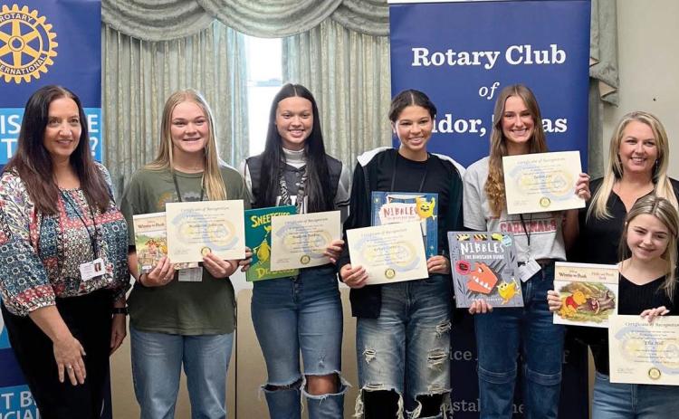 The Rotary Club of Vidor, Texas recognized the Vidor High School April students of the month at their luncheon Monday. Freshman: Kenya Correia, Sophomore: Madison Perkins, Junior: Maddison Johnson, Senior: Ella Hill, Senior: Jaden Lee. VISD Courtesy Photo