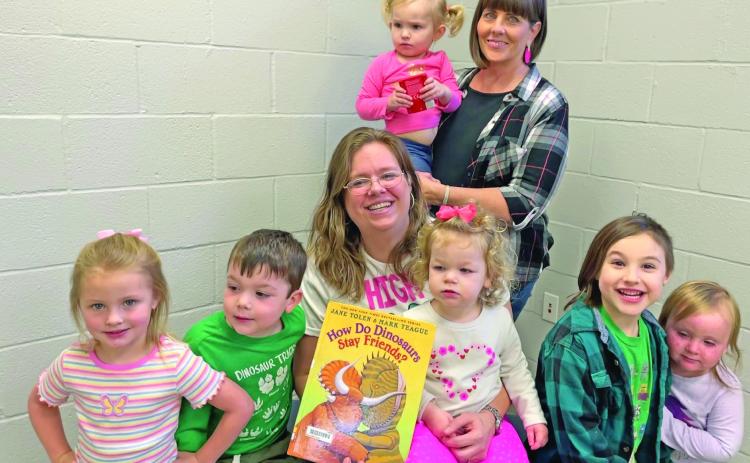 The Vidor Public Library held Itty Bitty Storytime on Tuesday, February 6, 2024. Library Clerk Sarah Screws read “How Do Dinosaurs Stay Friends?” by Jane Yolen. “Read along and laugh as little ones make friends and stay friends ... the dinosaur way!” The children painted their own dino race cars.