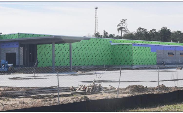 Oak Forest Elementary is now dried in and work inside can continue rain or shine. Expected completion date is June 1, 2022. Photo by Randall Luker