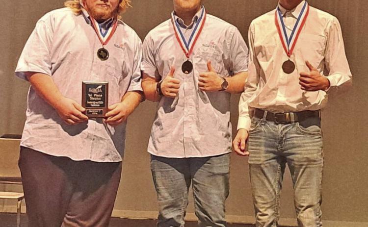 Pictured are: John Thibodeaux -1st Place, Brooklyn Freeman - 2nd Place, Jayse Luu - 3rd Place