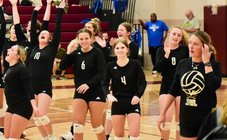 The Vidor Lady Pirates celebrate