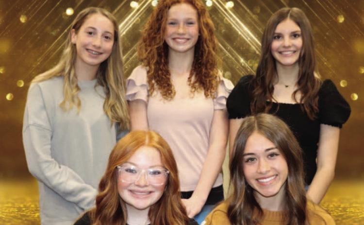 Freshman: Michaela Droptini, Annabella Burns, Allie Williams, Sophie Buckley, and Laney King