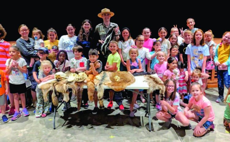 The last Vidor Public Library Summer Reading program 2023 event was presented on Wednesday, June 28, 2023, by Ranger Scott Sharaga and his intern Lorna Puhl. Ranger Scott and intern Lorna are from the Big Thicket National Preserves Texas, and they talked about all the events and things that the Big Thicket has to offer the community and surrounding areas. The children were able to explore some animals from the Big Thicket with sample pelts and skulls presented by the guests. Courtesy Photo