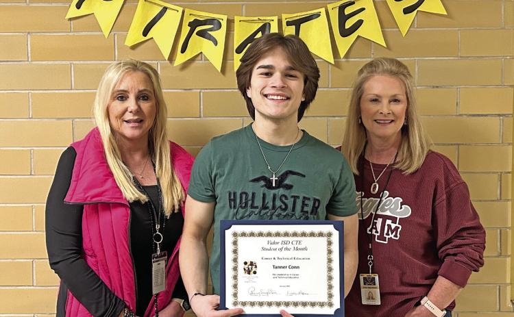 This month Tanner Conn is the VHS Career &amp; Technology Student of the Month.Tanner is a class leader in the CTE classes of Building/ Construction trades as well as Welding and CCMR. Congratulations Tanner, keep up the good work! Pictured is CCMR Teacher Kim LeJeune, Tanner Conn &amp; CTE Director Penny Singleton