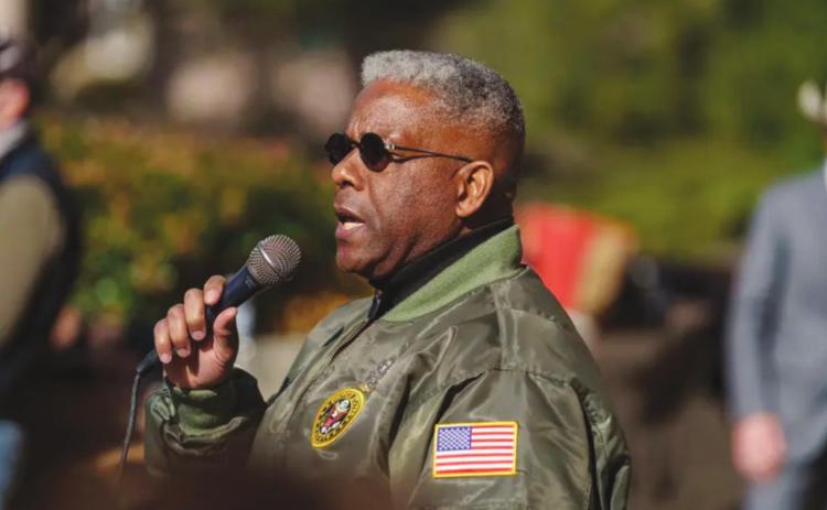 State GOP Chairman Allen West speaks at a Texas Republican Party rally on the east side of the Capitol grounds on Jan. 9. Photo Credit: Jordan Vonderhaar for The Texas Tribune